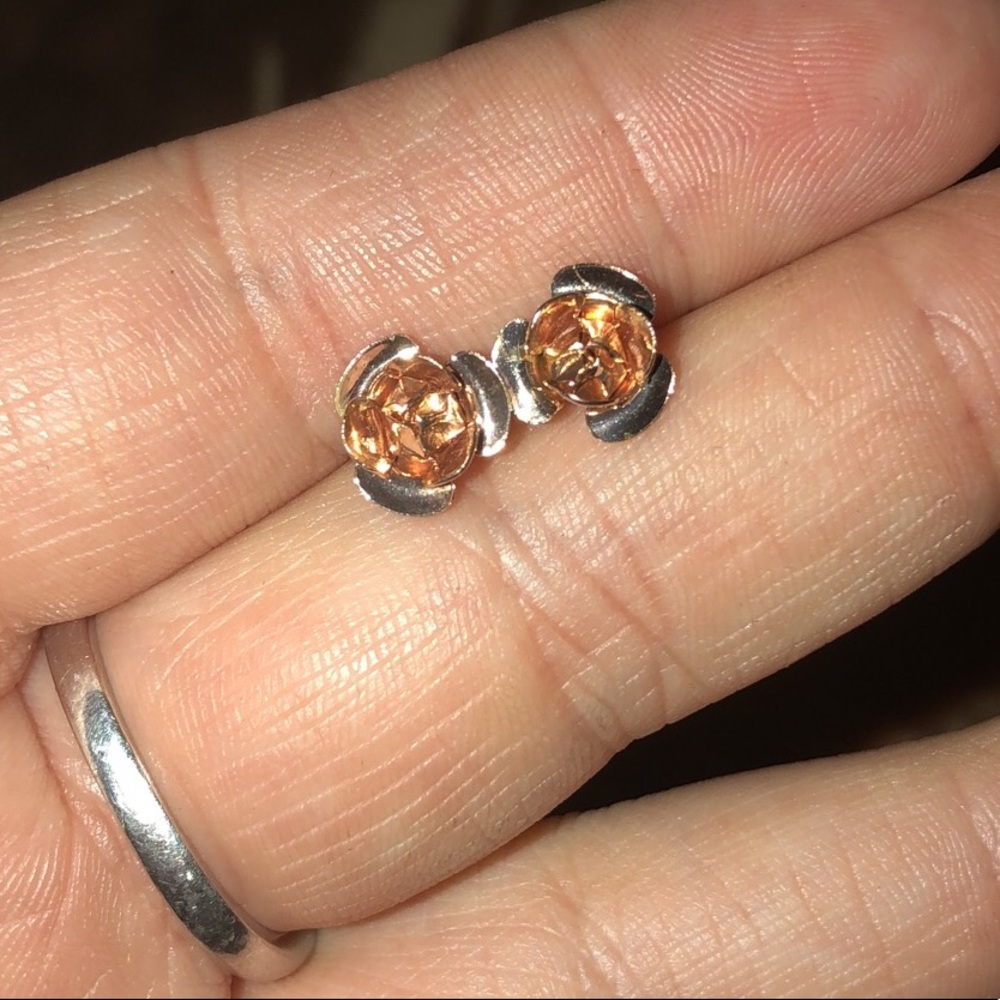 Gold Rose Stud Earrings